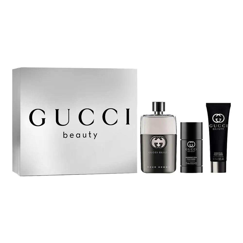 GUCCI GUILTY HOMME EDT 90ML + DEO STICK 75G + SG 50MLwoda toaletowa + dezodorant w sztyfcie + żel pod prysznic